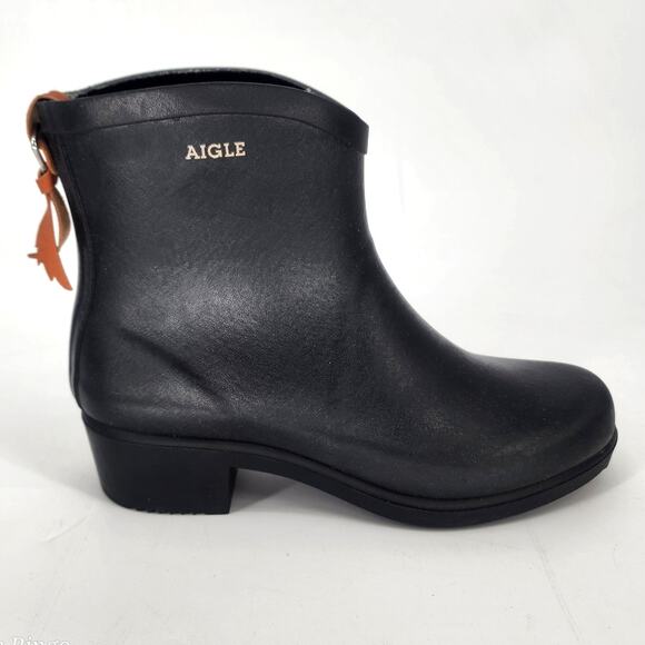Aigle MS Juliette Bot Short Rain Boots Black Rubber Women’s EU 37 / US 6.5–7 - Picture 10 of 13
